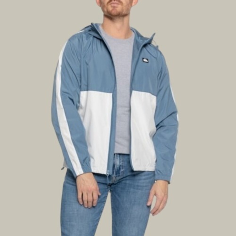 Quiksilver DryFlight Packable Windbreaker Jacket Small Blue Grey Men Size XL NEW